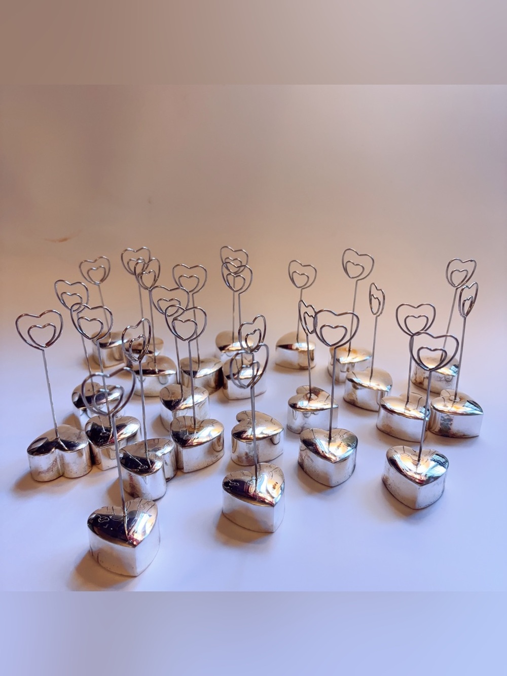 24 Silver Heart Place Card Holder Wedding Rehearsal Birthday